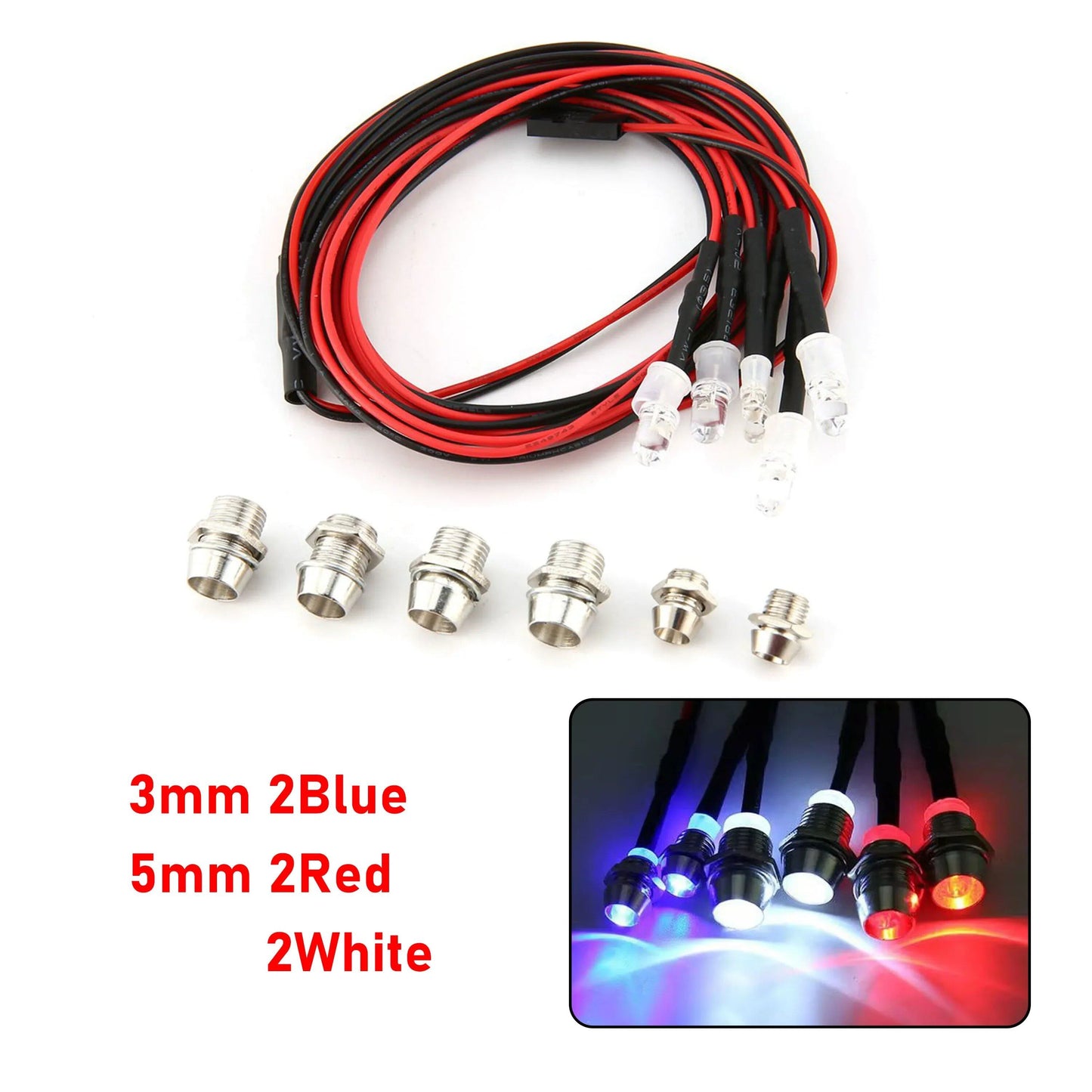 1/10, 1/8, 1/12 Scale RC LED Light Kit with Headlights and Taillights - Compatible with Traxxas, HSP, HPI, MN99, MN90, and WLtoys RC Cars, Trucks, Crawlers, and Drift Cars. Color: Parallel Import