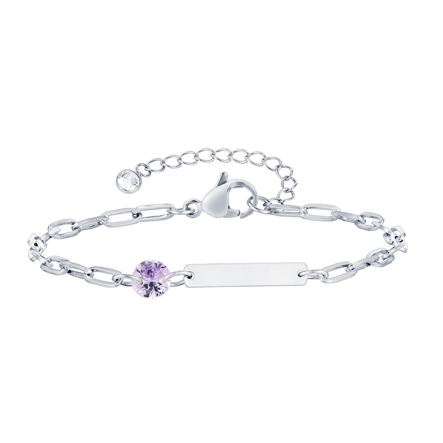 Vnox Zodiac Birthstone Bracelet for Women and Girls, Stainless Steel Rectangular Chain Bracelet with Personalization, Birthday Gift, Metal Color: BR-2085, Parallel Import