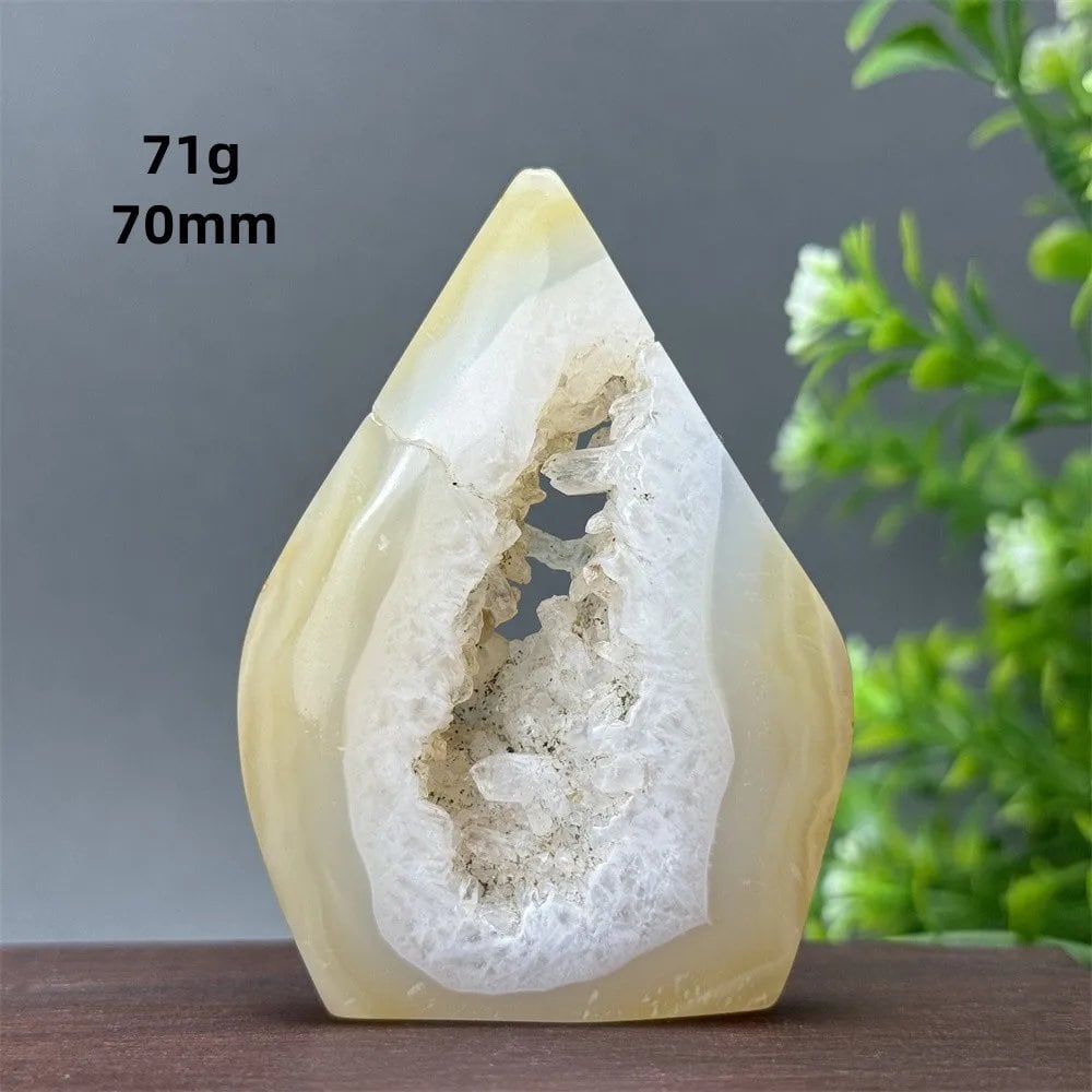 Natural Yellow Agate Geode, Freeform Torch, Mineral Energy, Home Furnishings, Meditation, Aura, Prayer, Altar, Gift, Parallel Import