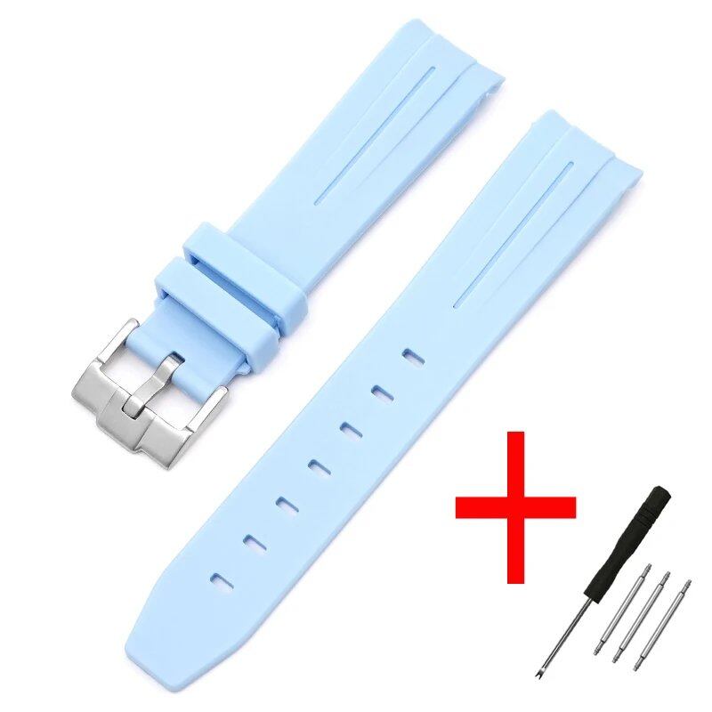 New 20mm Bent End Rubber Watch Strap for Omega Moonwatch, Joint Constellation, Men's Waterproof Sports Watch Band, Band Color: 20mm; Band Width: 20mm, Parallel Import