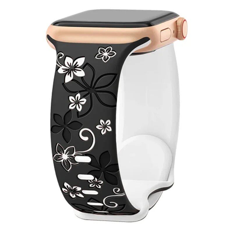 Engravable Silicone Band for Apple Watch, Compatible with 40mm, 44mm, 41mm, 49mm, 45mm, 38mm, and 42mm iWatch Series 9/7/SE/6/5/4/8/Ultra, Band Color: 0mm, Parallel Import