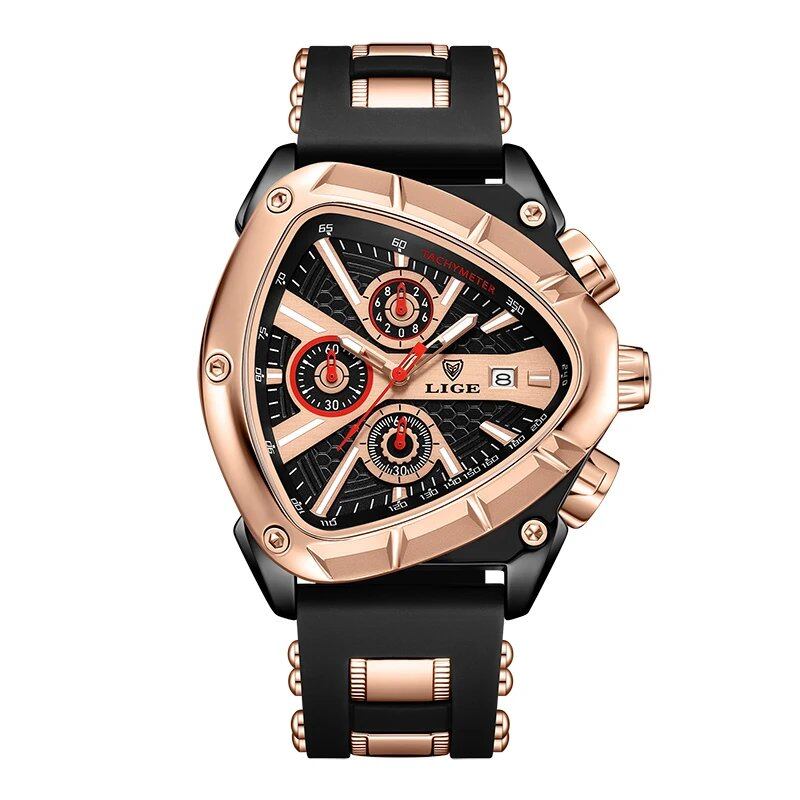 LIGE Original Luxury Men's Watch, Waterproof, Sports, Quartz, Business, Large Dial, Gift Box Included, Color: Parallel Import