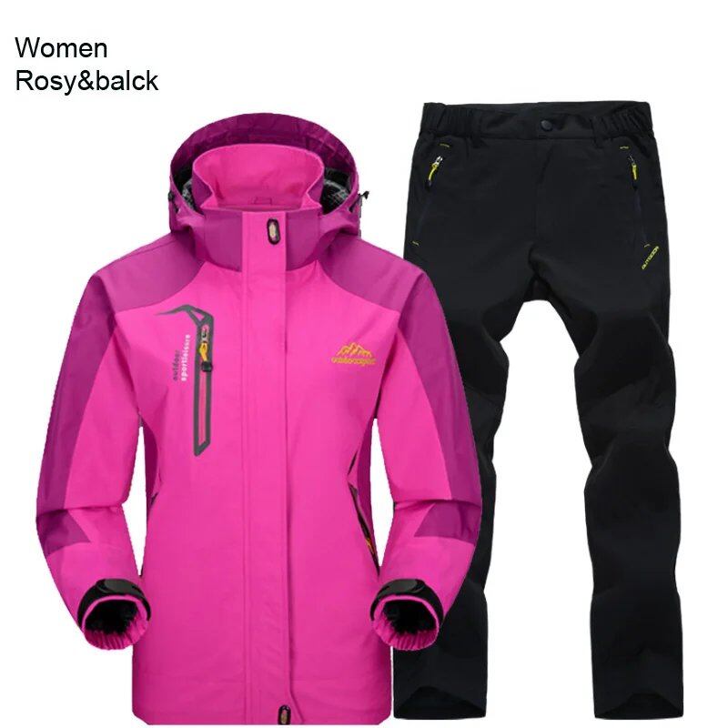 TRVLWEGO Women's Jacket & Pants Hiking Set, Camping, Spring/Autumn Outdoors, 20,000mm Waterproof, Windbreak Suit, Trekking Coat & Trousers, Size: Parallel Import
