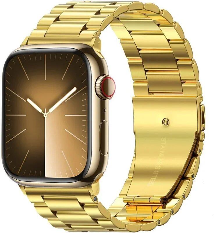 Stainless steel metal band compatible with Apple Watch 10, 9, 8, 7, 46mm, 45mm, 41mm, Ultra2, 49mm, men's and women's replacement strap, iWatch 6 strap, band color: parallel import