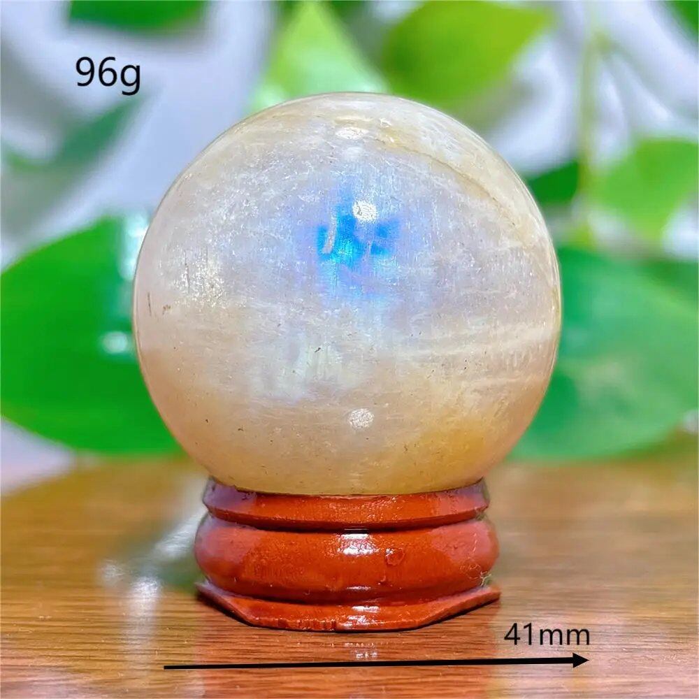 Moonstone Sphere Crystal, Natural Quartz Stone, Home Decor, Mineral, Reiki, Craft, Gift, Energy, Healing, Spiritual, Love, with Stand, Parallel Import