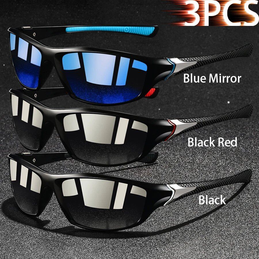 Set of 1, 2, or 3 Retro Sports Sunglasses for Men and Women, Ideal for Fishing, Running, Cycling, Climbing, and Outdoor Sports, UV400 Protection, Anti-Glare Lens Color: Parallel Import