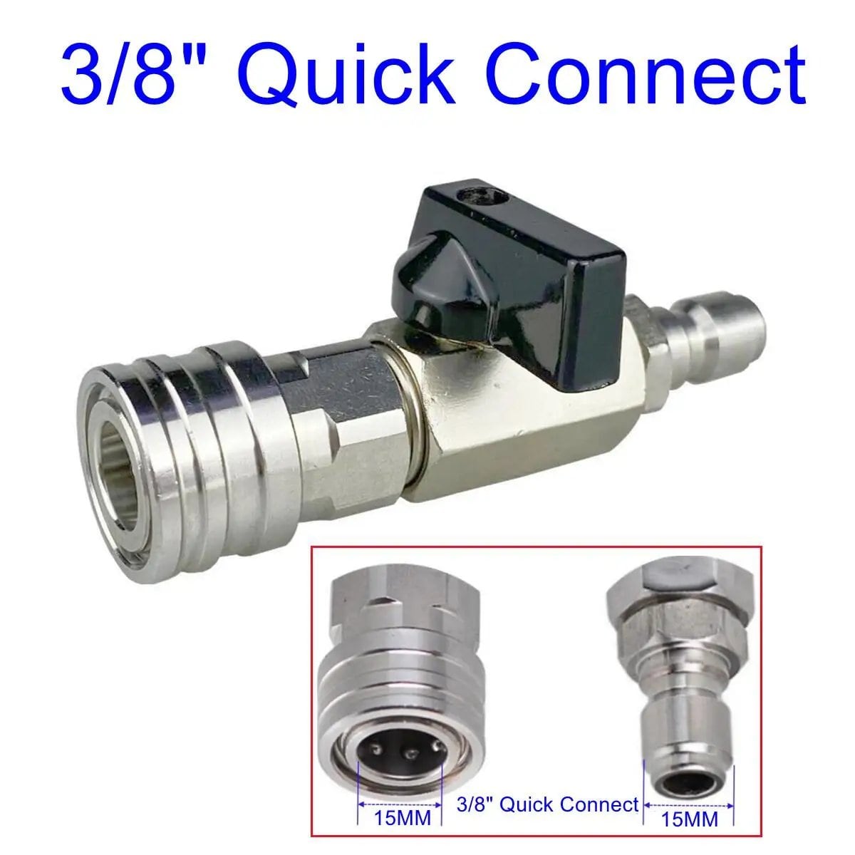 1/4" Quick Connector Ball Valve for Pressure Washers, On/Off Switch, 4500 PSI, Color: Imported