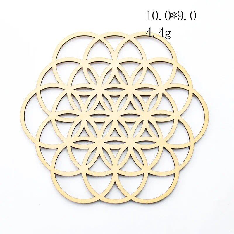 10cm Wooden Tree of Life Jewelry Display Tray with Quartz Crystal Wall Decor, Metatron's Cube, Star of David, Chakra, and Meditation Accessory (Imported)