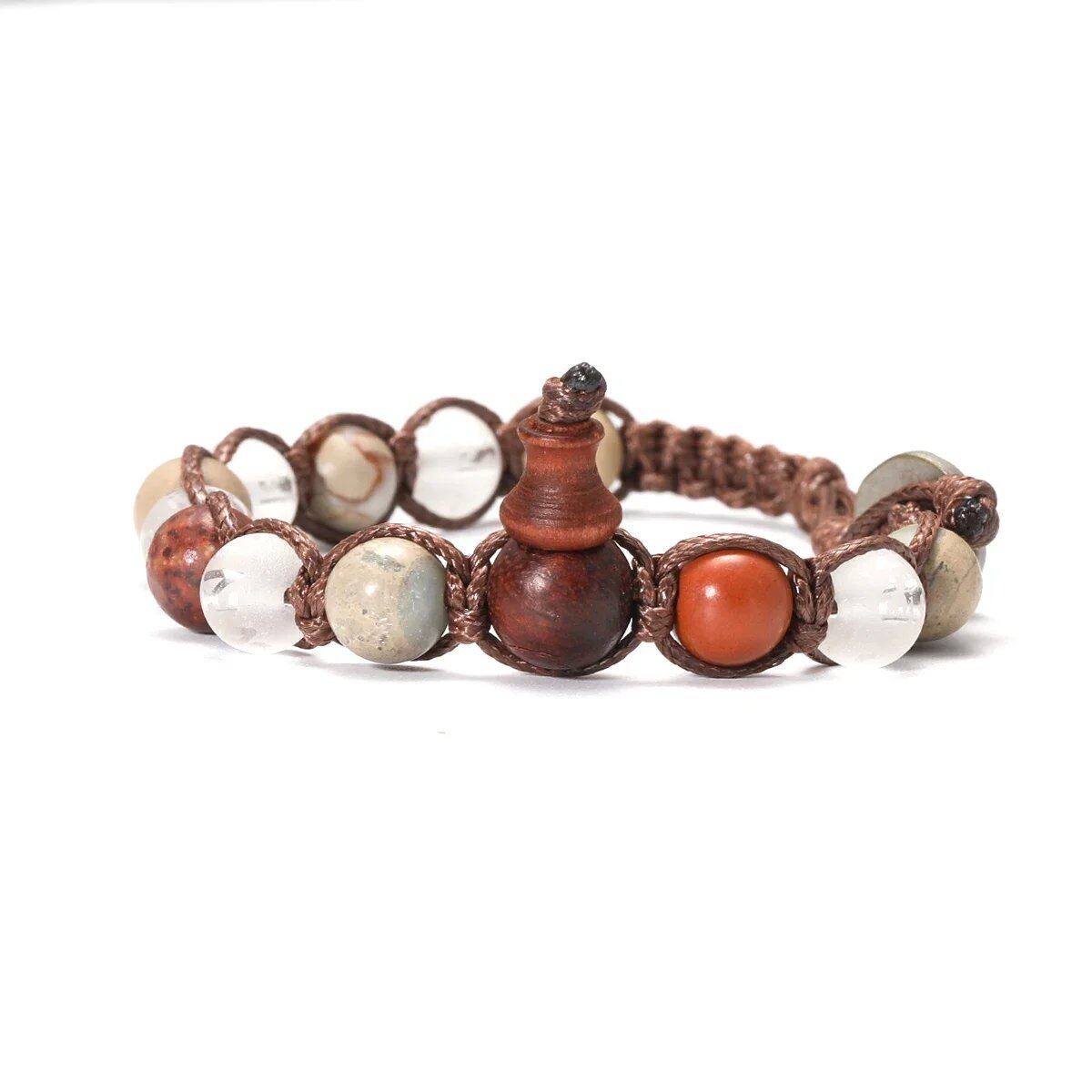 Natural Stone Prayer Bracelet, Tibetan Prayer Beads, Handmade Men's and Women's Bracelet, Yoga & Meditation Jewelry, Metal Color: Style, Parallel Import