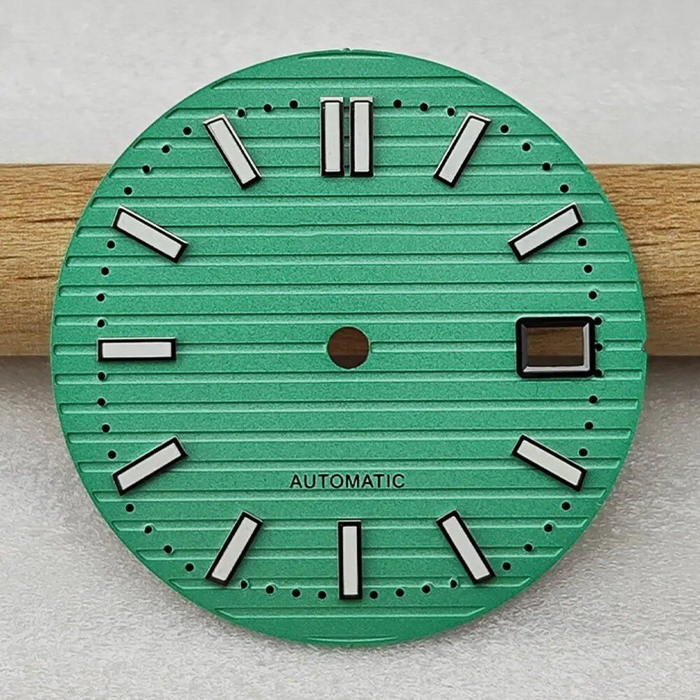 30.5mm Nautilus S Dial for NH35, Green Luminous Dial, NH35/NH36 Movement Accessory, Watch Repair Tool, Parallel Import