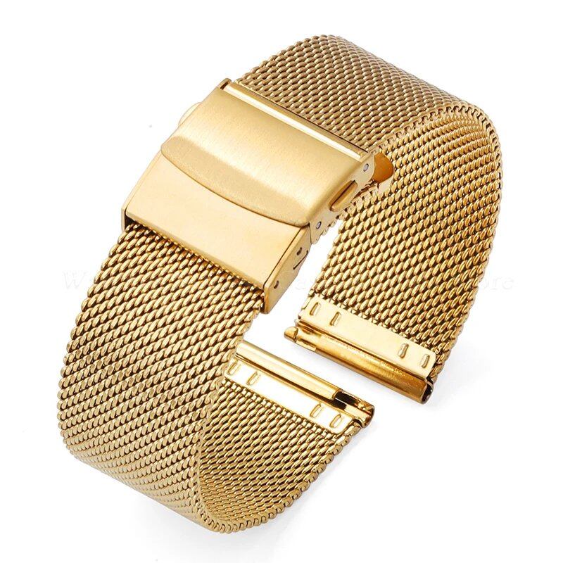 Universal Quick Release Watch Band, Stainless Steel, 0.6mm Milanese Strap, 12/14/16/18mm, 20mm, 22mm, 24mm, for Omega DW Straps, Band Color: mm, Parallel Import