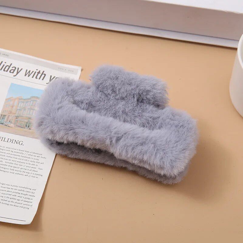 10.5cm Plush Square Hair Claw Clip, Korean Style Simple Multi-Grab Clip, Stylish Shark Clip, Hair Accessory for Women, Parallel Import