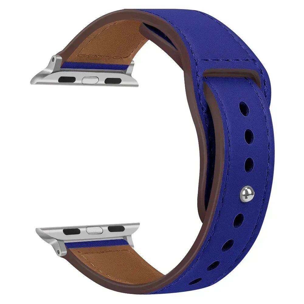 Leather Band for Apple Watch - Ultra 49mm/46mm, 44mm/40mm, 38mm/42mm, Sport Bracelet for iWatch Series 10/9/8/7/SE/6/5/3, 41mm/45mm Models, Band Color: Parallel Import