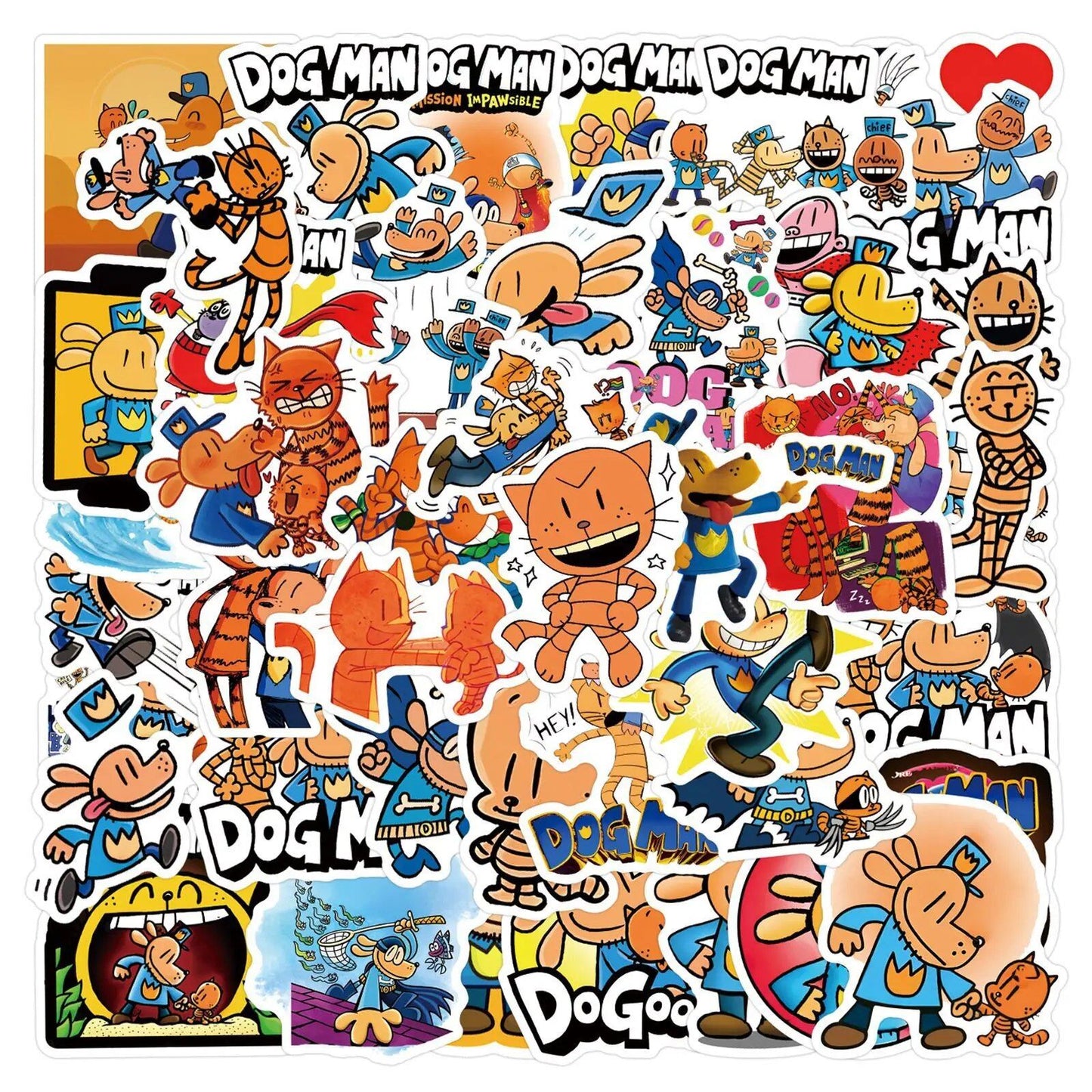 10/30/55枚入り ドッグマン ステッカー 漫画風 ユーモア キッズ おもちゃ スーツケース ラップトップ 携帯電話 ギター 車 自転車 スケートボード デカール おもちゃ カラー: 並行輸入品
