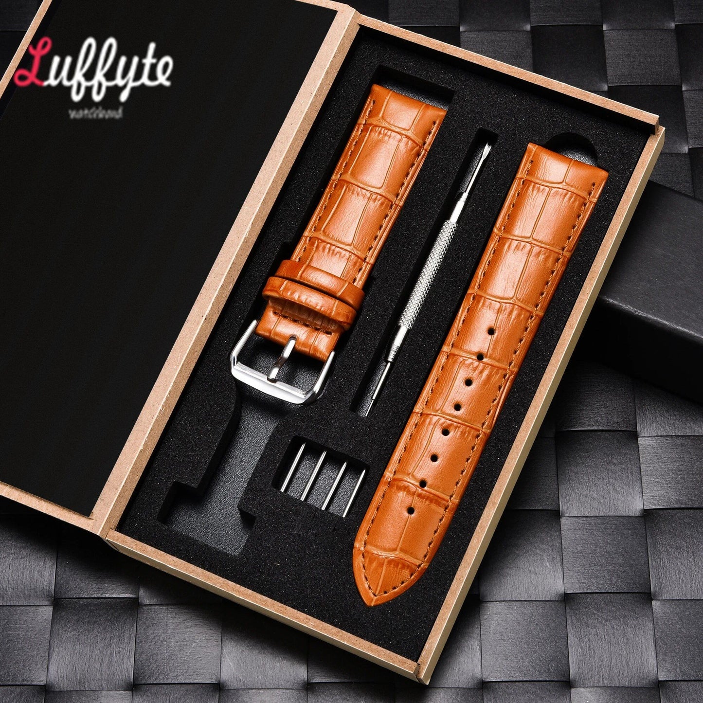Bamboo Grain Genuine Leather Watch Band, 18mm, 20mm, 22mm, 24mm, Men's, Women's, Business, Calf Leather, Watch Strap, Gift Box Included, Band Color: mm, Parallel Import