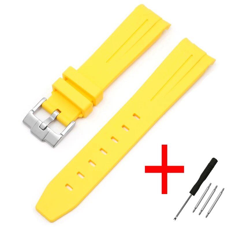 New 20mm Bent End Rubber Watch Strap for Omega Moonwatch, Joint Constellation, Men's Waterproof Sports Watch Band, Band Color: 20mm; Band Width: 20mm, Parallel Import
