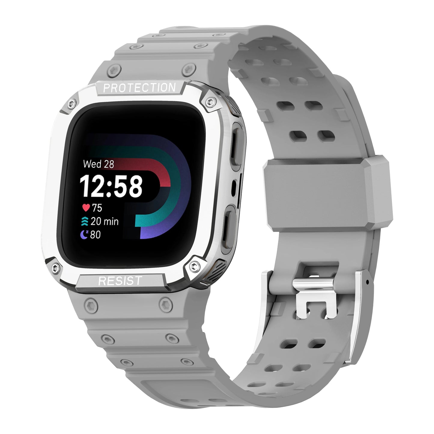 All-in-one strap with protective case for Fitbit Versa 1234 - Versa Lite/Sense compatible TPU drop-resistant sports replacement band. Band Color: Parallel Import