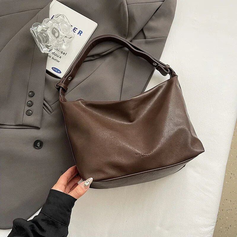 シンプル レディースバッグ フレンチスタイル 脇掛けショルダーバッグ 高品質ソフトレザーハンドバッグ おしゃれ アンダーアームショッパー ブランドボルソス サイズ:(20cm<最大長<30cm);;発送元: 並行輸入品