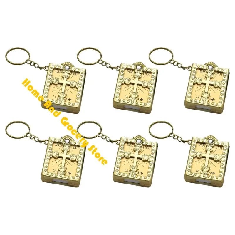 0XXA Religious Faith Miniature Bible Keychains, Set of 6 - Metal Keychains for Keyrings, Bag Charms, and Decorations, for Christians and Spiritual Believers; Ships from: Parallel Import
