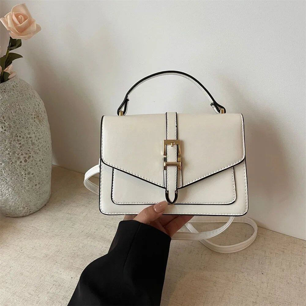 PU Leather Messenger Shoulder Bag for Women, Fashion Handbag, Simple Solid Color, Lightweight Crossbody Bag, Leisure Sling Bag, Parallel Import