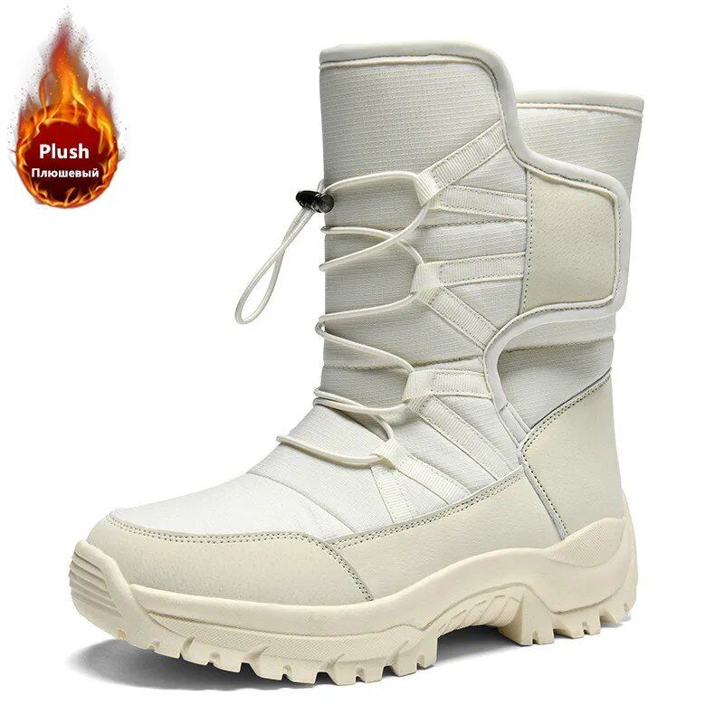 Brand Men's Winter Shoes, Waterproof, Warm, Plush, Couple's Snow Boots, Non-Slip Hiking Boots, Work Boots, Ankle Boots, Parallel Import