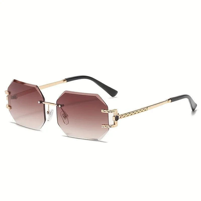 Hip Hop Style Rimless Geometric Sunglasses, Unisex Fashion Streetwear Eyewear with Clear Lenses and PC Frames, Trendy Gift, Parallel Import