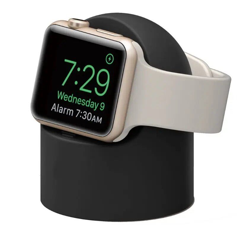 Charging stand for Apple Watch Series Ultra/8/SE2/7/6/SE/4/3 (49mm/45mm/44mm/42mm/41mm/40mm/38mm), durable silicone, Nightstand mode, band color: Parallel import