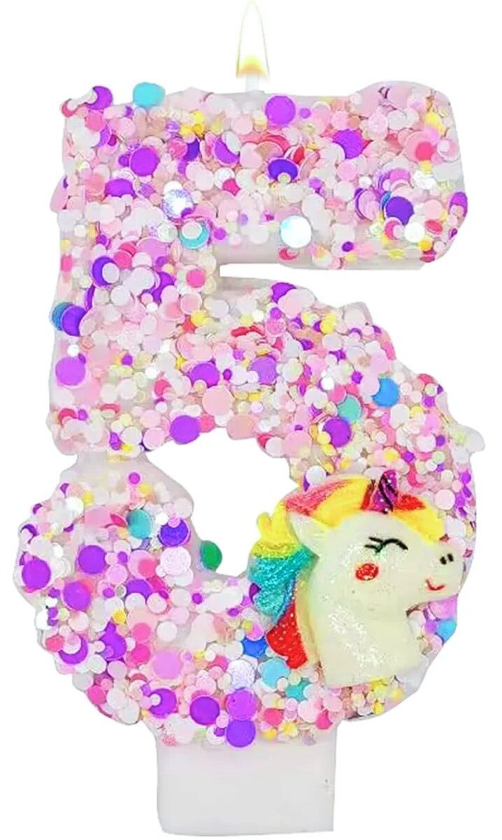 0-9 Number Birthday Candles, Happy Birthday Cake Candles, Unicorn Theme Party Supplies (Parallel Import)