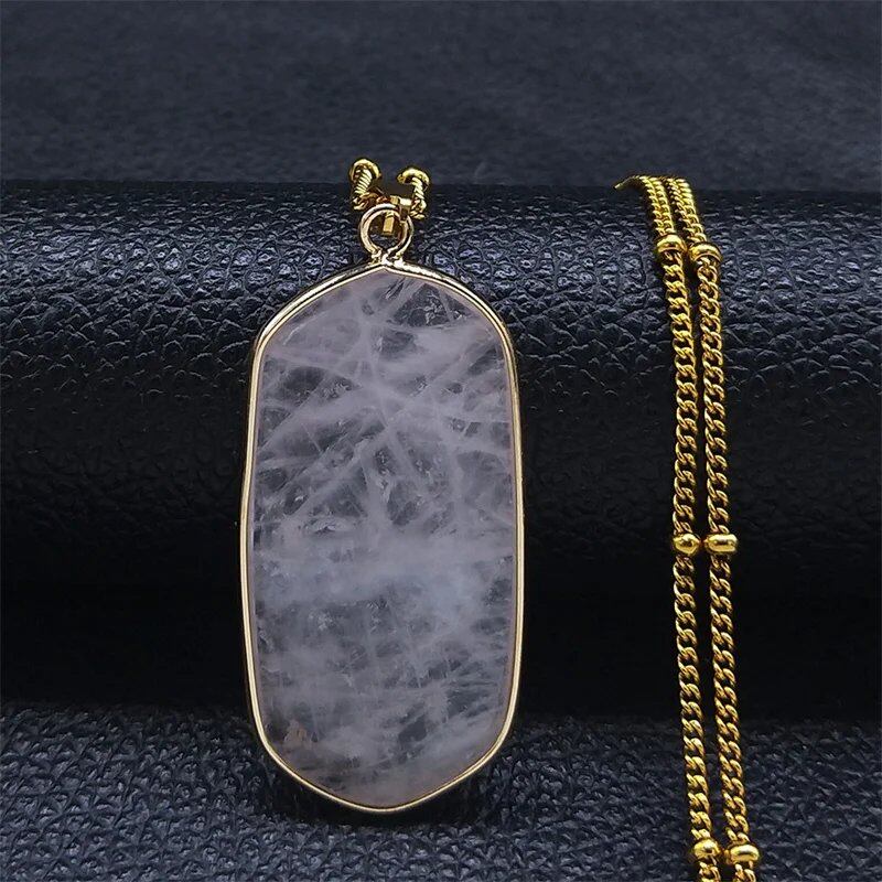 Obsidian Pendant Necklace in Gold or Stainless Steel, Natural Stone, Reiki Healing, Spiritual and Meditation Jewelry, NA1 Metal Color, 50cm, JZP GD, Parallel Import
