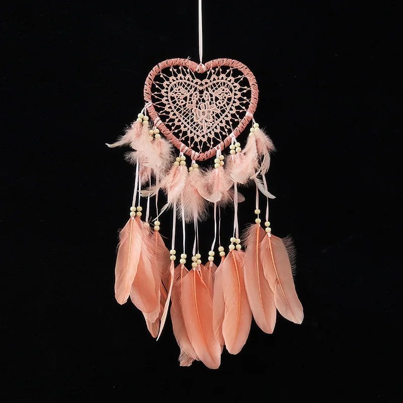 Valentine's Day Bohemian Dream Catcher, Handmade Wall Hanging Feather Wind Chime Pendant, Perfect Gift for Spiritual & Boho Lovers, Parallel Import