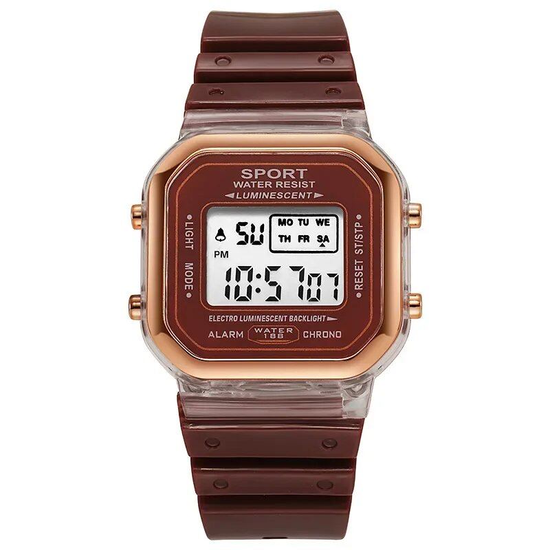 Fashion Brand Student-Friendly Transparent Electronic Watch, Candy Color LED, Women's Sports, Waterproof, Gift, Parallel Import