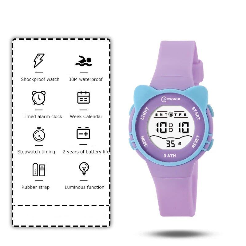 UTHAI C16 Children's Waterproof Alarm Clock Electronic Wristwatch with Cute Cat and Star Design for Junior and Junior High School Boys and Girls (Imported)