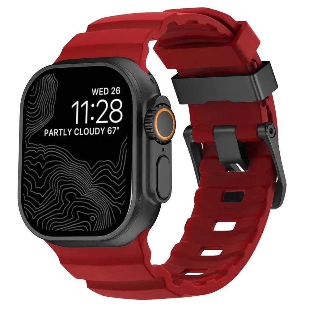 Sport Band for Apple Watch Ultra 2/10/9/8/7/6/SE/5/4 - Soft Silicone and Titanium Bracelet Strap, Compatible with iWatch 42mm, 44mm, 45mm, 46mm, and 49mm Band Colors: 42mm, 44mm, 45mm, 46mm, and 49mm Band Widths (Imported)