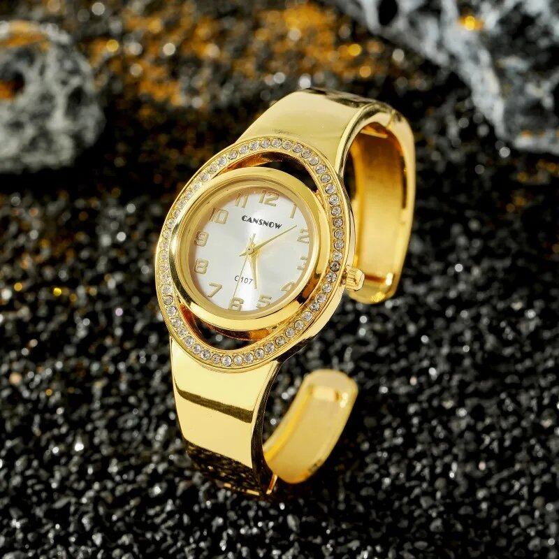 CANSNOW Luxury Fashion Women's Round Dial Rhinestone Quartz Bracelet Watch, Elegant Women's Watch, Saati Reloges, Parallel Import