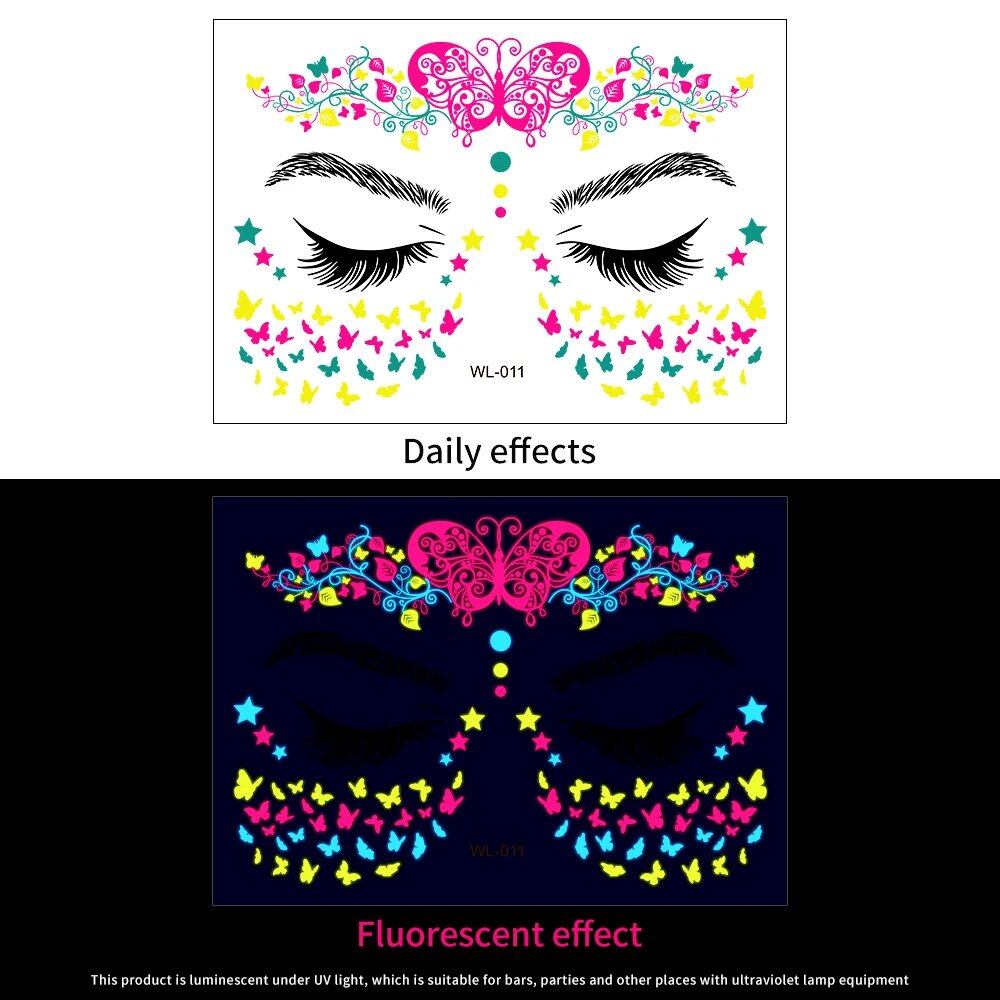 1/5/8-Piece 3D Face and Eye Tattoo Stickers for Party Makeup, Diamond Rhinestone Stickers, Self-Adhesive Mixed Crystal Face Decoration Stickers, Parallel Import