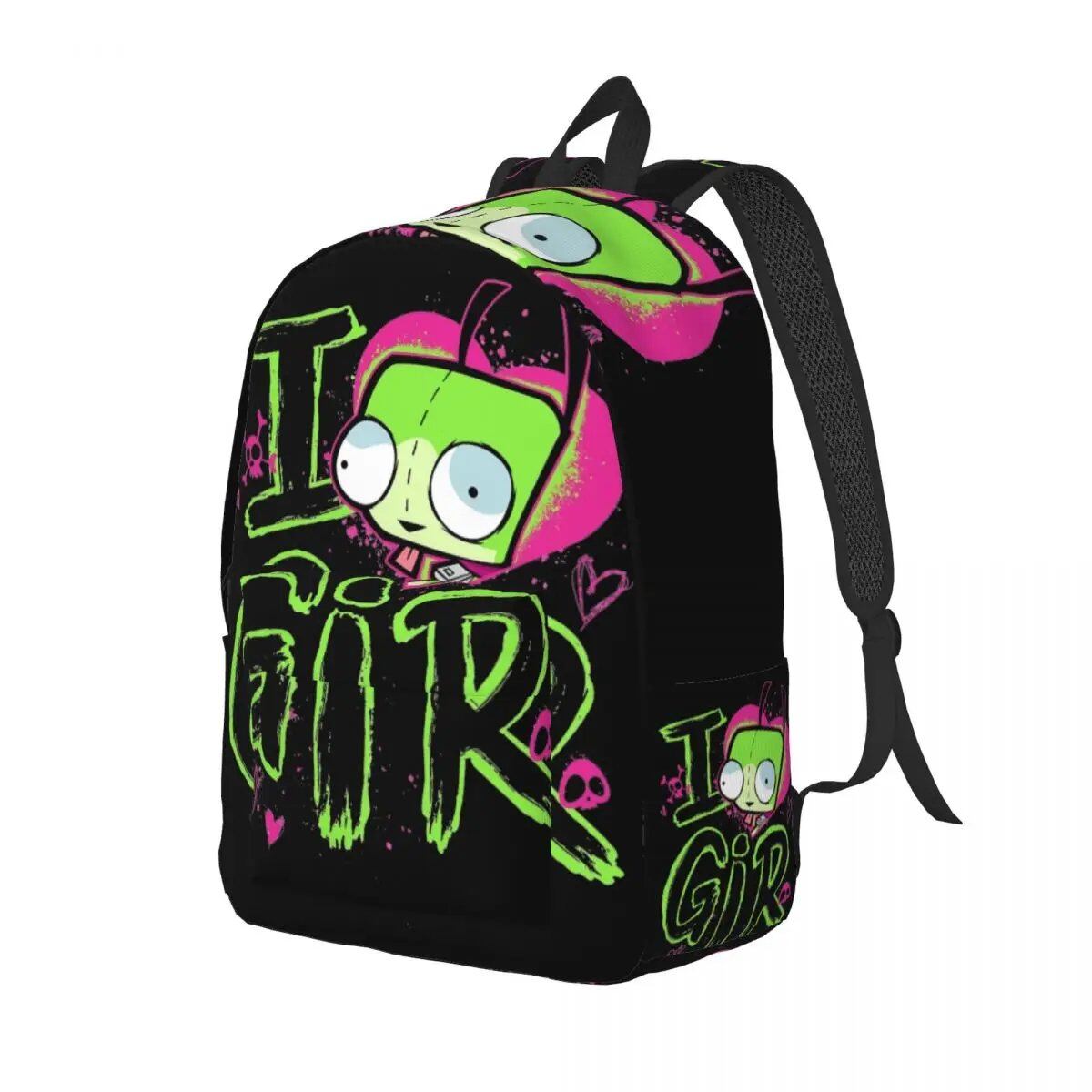 インベーダー・ジム バレンタイン バックパック メンズ レディース 高校生 ハイキング 旅行 デイパック I LOVE GIR レトロポップ ノートPC対応 キャンバスバッグ ギフト サイズ:;カラー:1 並行輸入品