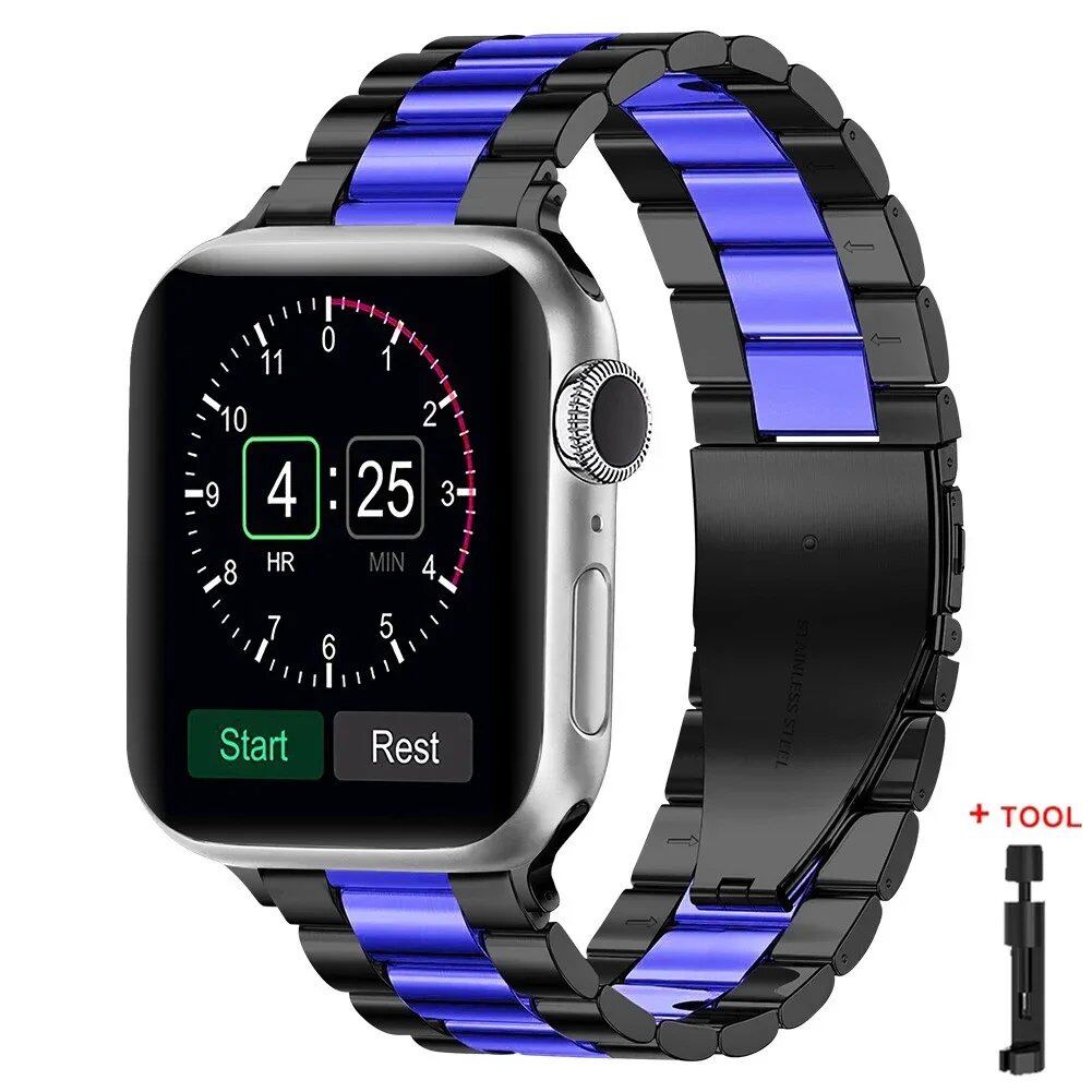 Stainless Steel Metal Band for Apple Watch Ultra 2 (49mm), S10 (46mm), 42mm, 45mm, 41mm, and 44mm - Compatible with iWatch Series 10, 9, 8, 7, SE, 6, 5, 4, and 3. Band Color: Imported