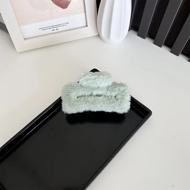 10.5cm Plush Square Hair Claw Clip, Korean Style Simple Multi-Grab Clip, Stylish Shark Clip, Hair Accessory for Women, Parallel Import