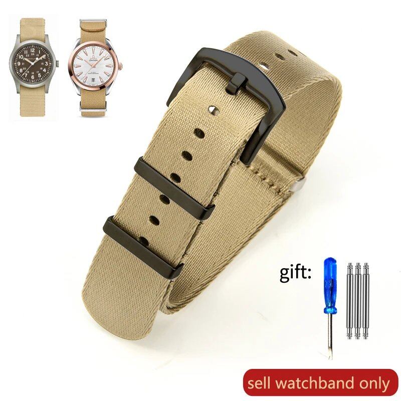 Breathable Soft Nylon Men's Watch Band for Omega 300 Ghost Party 007, Longines Conquest, Seiko, and Casio, 20mm and 22mm, Size 2, Parallel Import