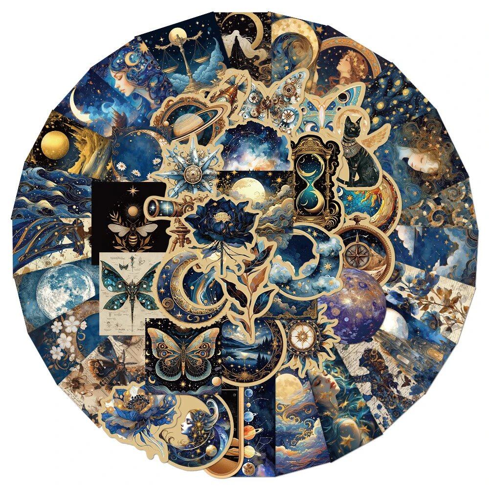 10/30/50 Sheets of Cute Astral Moon Graffiti Stickers, Stylish Decals for Kids' Toys, Water Bottles, and Laptops, Decoration Stickers, Color: Moon, Parallel Import