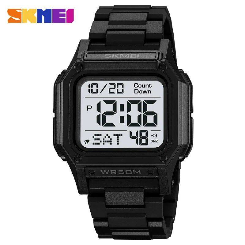 SKMEI Men's Waterproof Sports Watch with Countdown Stopwatch, Digital Watch, Dual Time Display, Fashionable Men's Clock; Imported