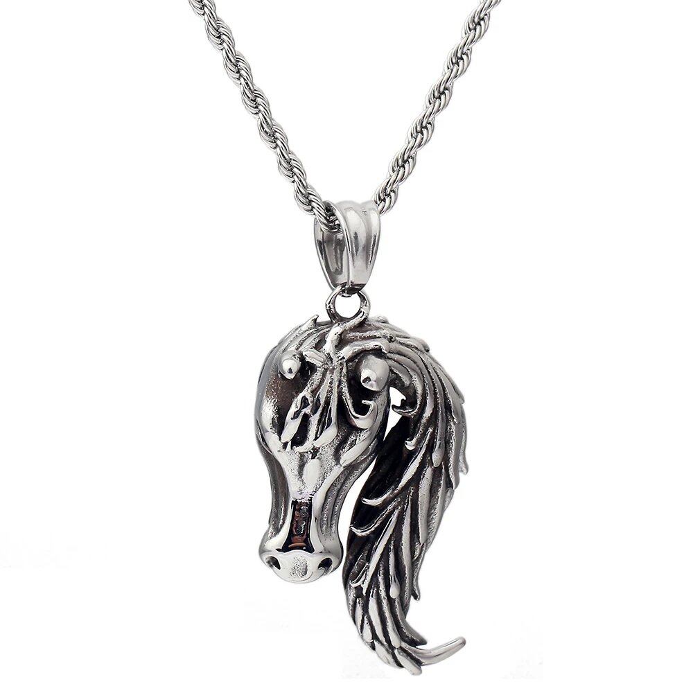316L Stainless Steel Zodiac Cock Pendant & Necklace with Steel Ball Chain, Unique Walking Chicken Necklace, Metal Color, Parallel Import