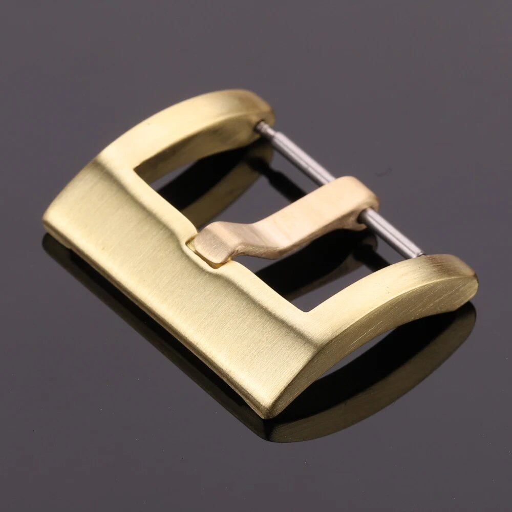 Solid Brass Watch Band Clasp with Brass Pin Buckle for 18mm, 20mm, 22mm, and 24mm Watch Bands, Unique Strap Accessory, Band Color: mm Style, Parallel Import