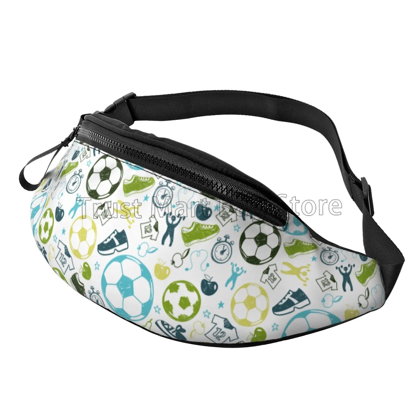 Soccer Ball Design Fanny Pack, Unisex, Casual Waist Bag for Running, Hiking, Travel, Walking, Sports, and Fishing. Color: Imported.