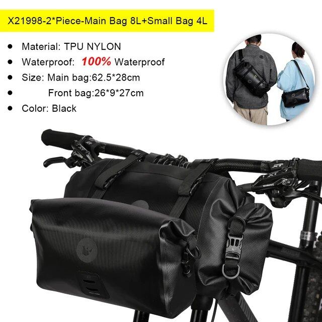 Rhinowalk Bicycle Handlebar Bag, Waterproof Front Tube Cycling Bag, MTB Multifunctional Portable 12L MTB Road Handlebar Bag, Color: Parallel Import