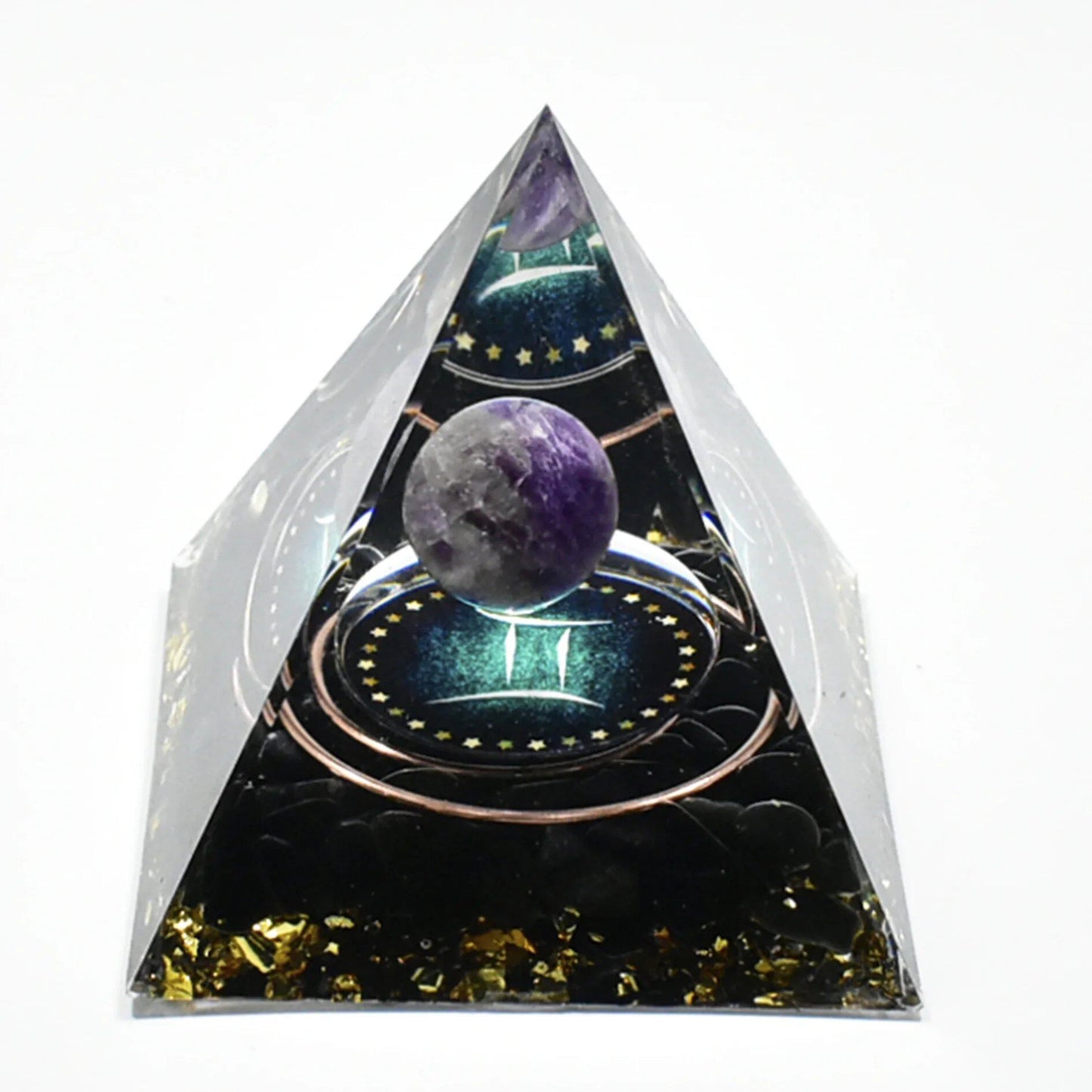 12 Zodiac Signs Orgonite Pyramid, 5cm, Horoscope Healing, Natural Quartz Crystal, Lucky Energy, Chakra, Reiki, Orgonite, Power Stone, Birthday Gift, Parallel Import