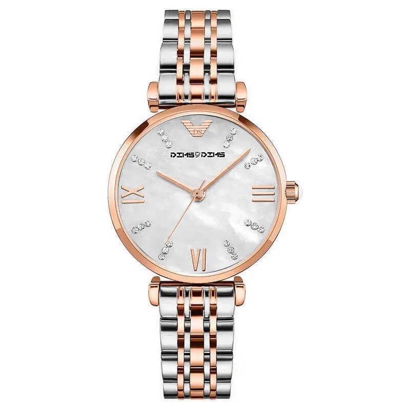UTHAI Women's Watch, Luxurious and Elegant Diamond Beim Dial with Metal Bracelet, Fashionable Quartz Watch for Students, Gold, Parallel Import