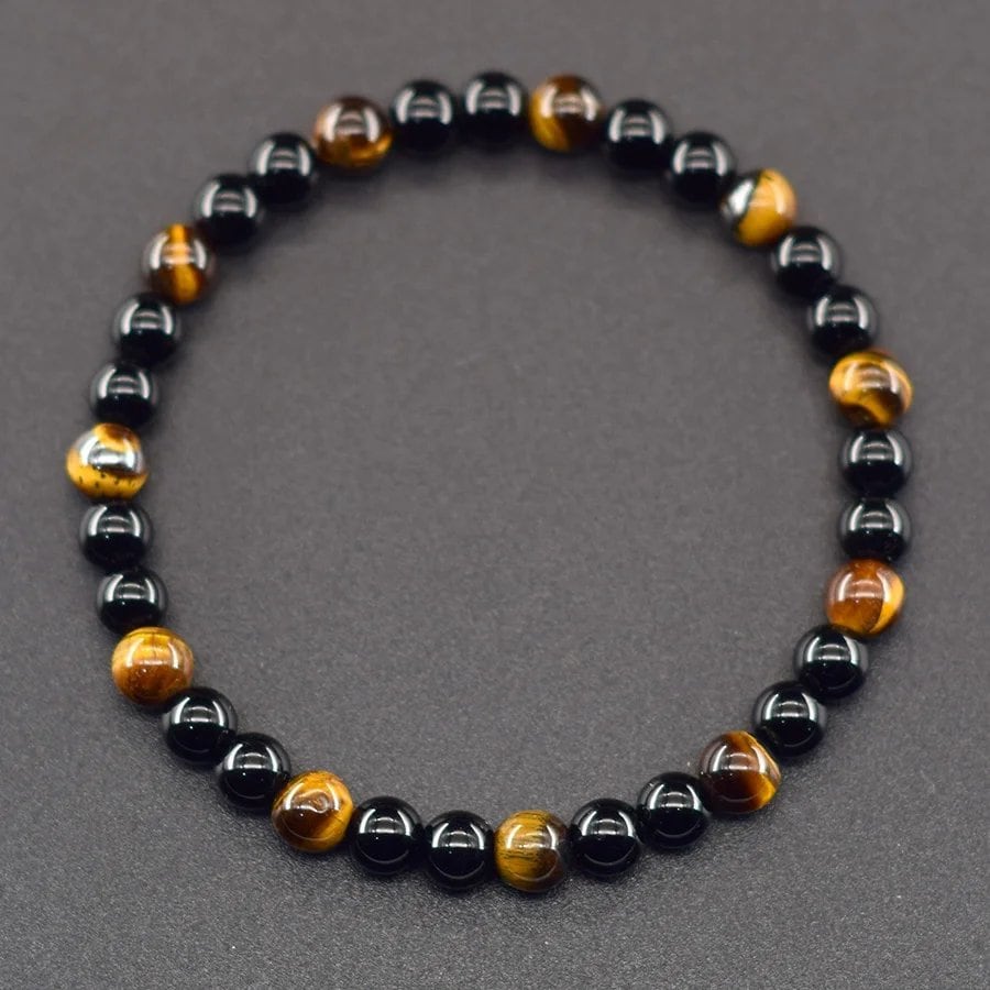 6mm Natural Red Striped Agate Bead Bracelet for Women with Black Tourmaline Beads, Spiritual Protection Stone, Pulsera, Wristband, Parallel Import