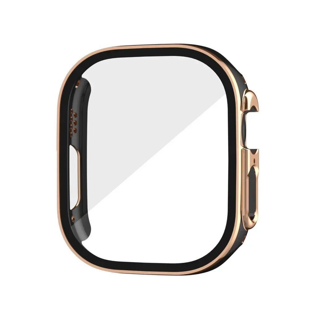 Tempered Glass Case for Apple Watch Ultra 2 (49mm), Screen Protector Frame Cover, Compatible with iWatch Ultra 49mm, Tempered Glass Protection, 49mm Accessories, Color: Black; Shipped from: Parallel Import