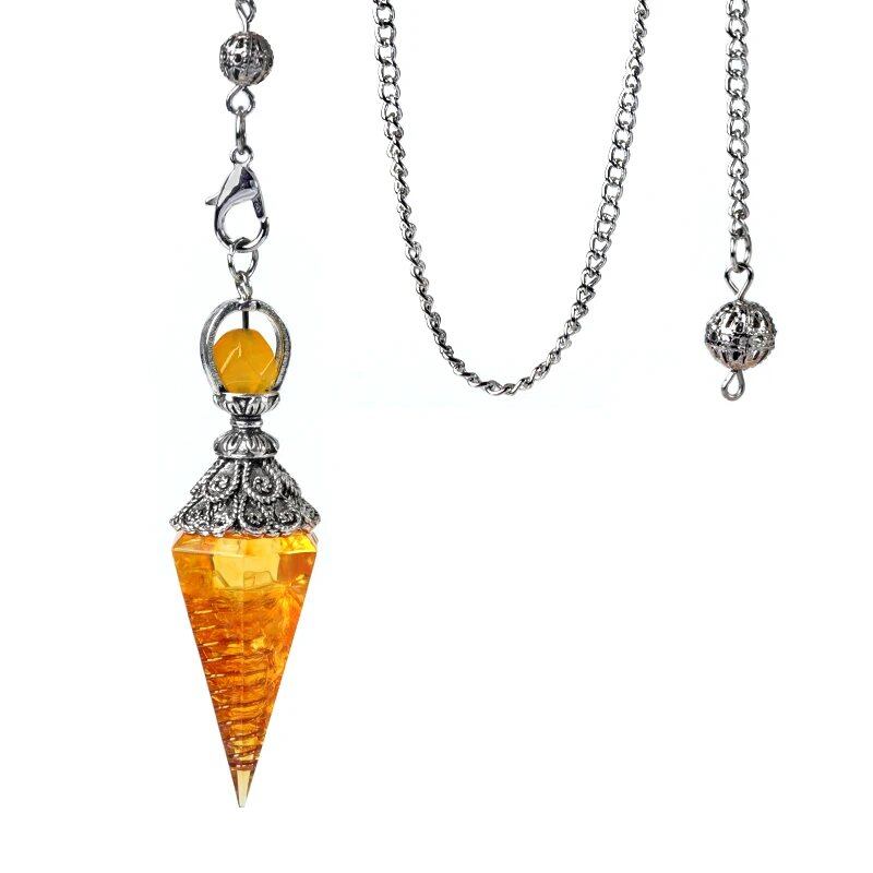 1 Orgone Pendulum for Energy Healing, Chakra Divination, with Tip, Natural Crystal Stone Chip Bead Pendant, Yoga, Meditation Pendant; Product Diameter: 18 x 60mm, Parallel Import